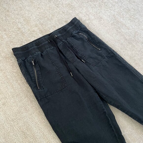 Athleta Cabo Linen Joggers Pull On Pants 6 Black - Picture 3 of 10
